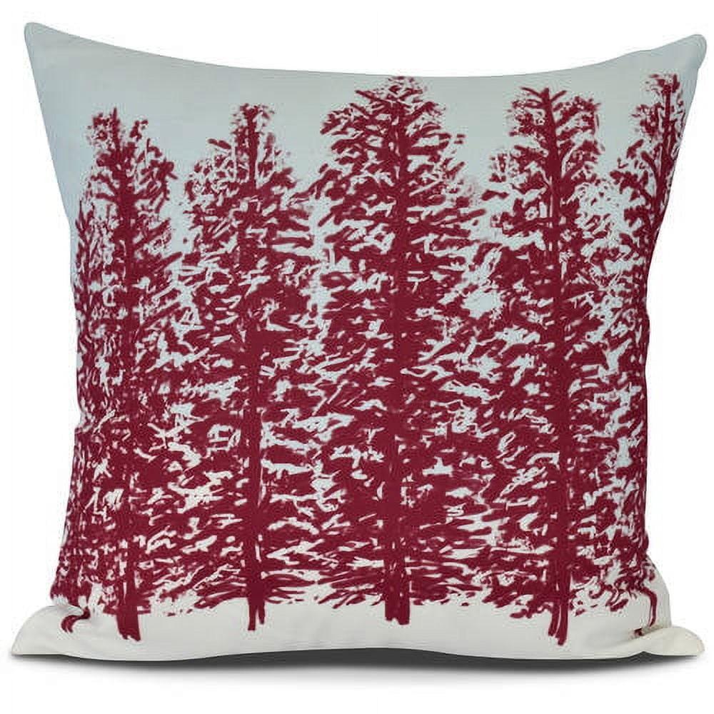 16" x 16" Simply Daisy Hidden Forrest Winter Polyester Indoor/Outdoor Pillow, Red Qty 1