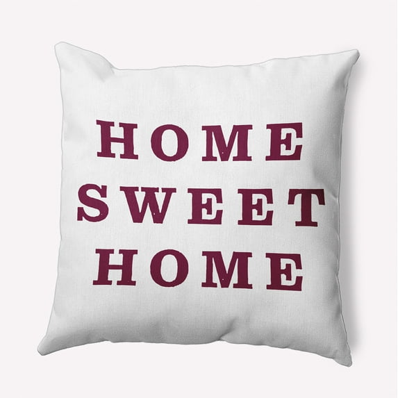 16" x 16" Simply Daisy Home Sweet Home Indoor/Outdoor Pillow, Maroon Red Qty 1