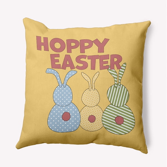 16" x 16" Simply Daisy Hoppy Easter Indoor/Outdoor Pillow, Daffodil Yellow Qty 1