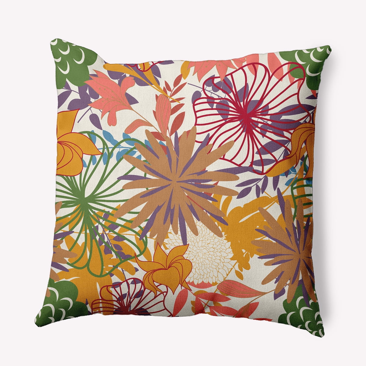 16" x 16" Simply Daisy Jumble Floral Polyester Accent Pillow, Scallion Qty 1