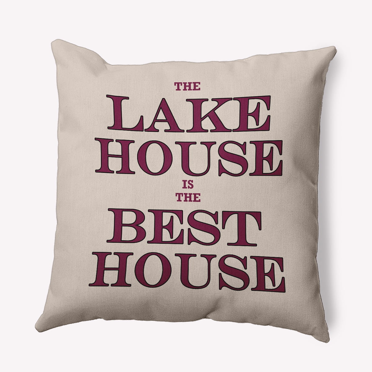 16" x 16" Simply Daisy Lake House Best House Indoor/Outdoor Pillow, Maroon Red Qty 1