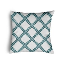16" x 16" Simply Daisy Leaf Plaid Poly Pillow with Zipper, Mineral Blue Qty 1