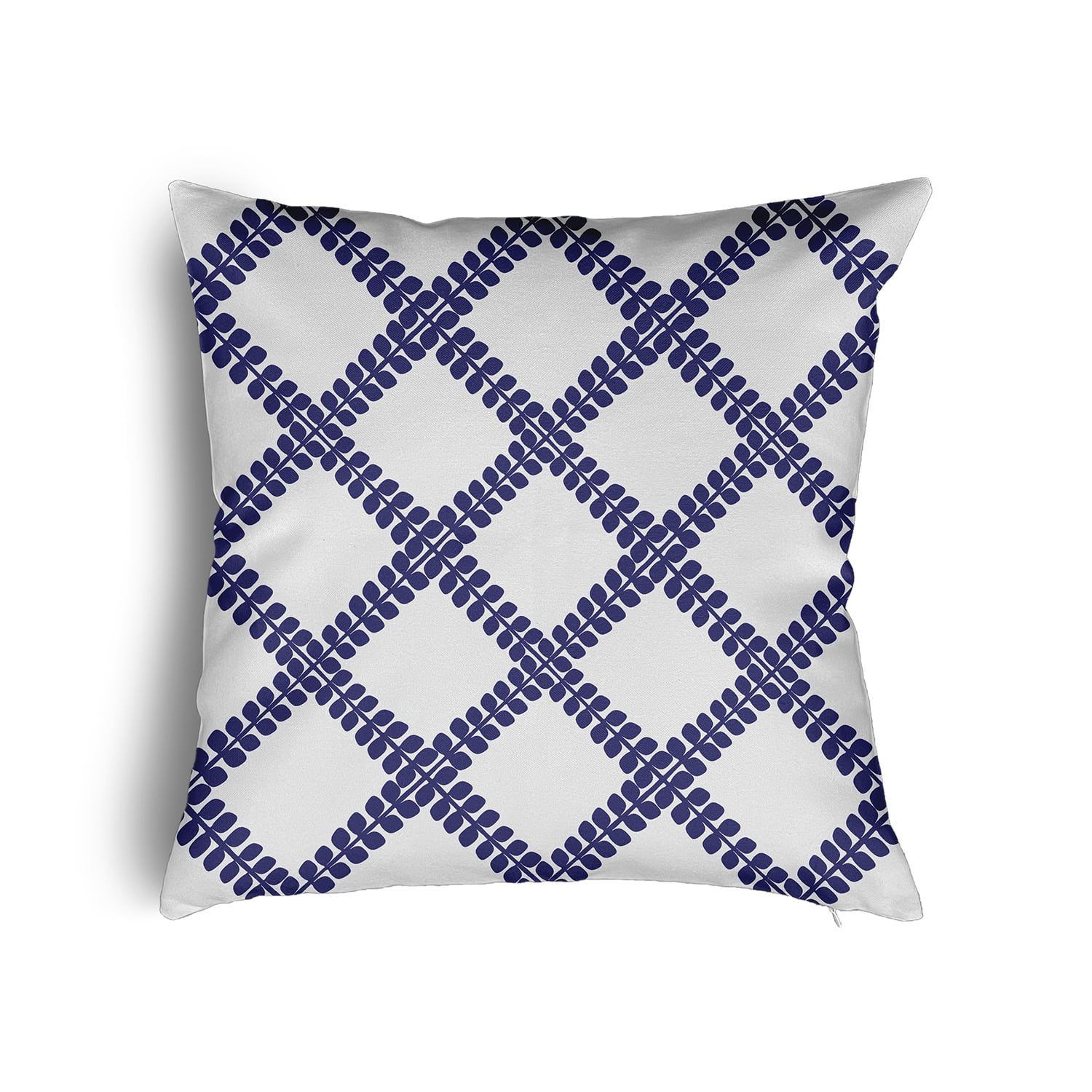 16" x 16" Simply Daisy Leaf Plaid Poly Pillow with Zipper, Purplish Blue Qty 1