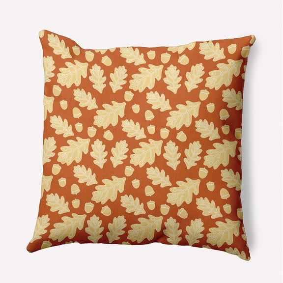 16" x 16" Simply Daisy Leaves and Acorns Polyester Accent Pillow, Dusty Orange Qty 1
