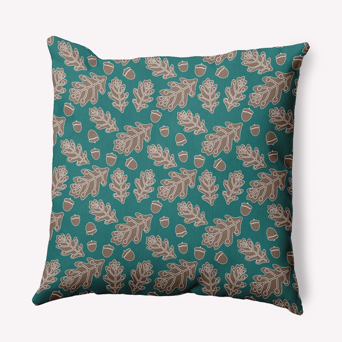16" x 16" Simply Daisy Leaves and Acorns Polyester Accent Pillow, Teal Qty 1