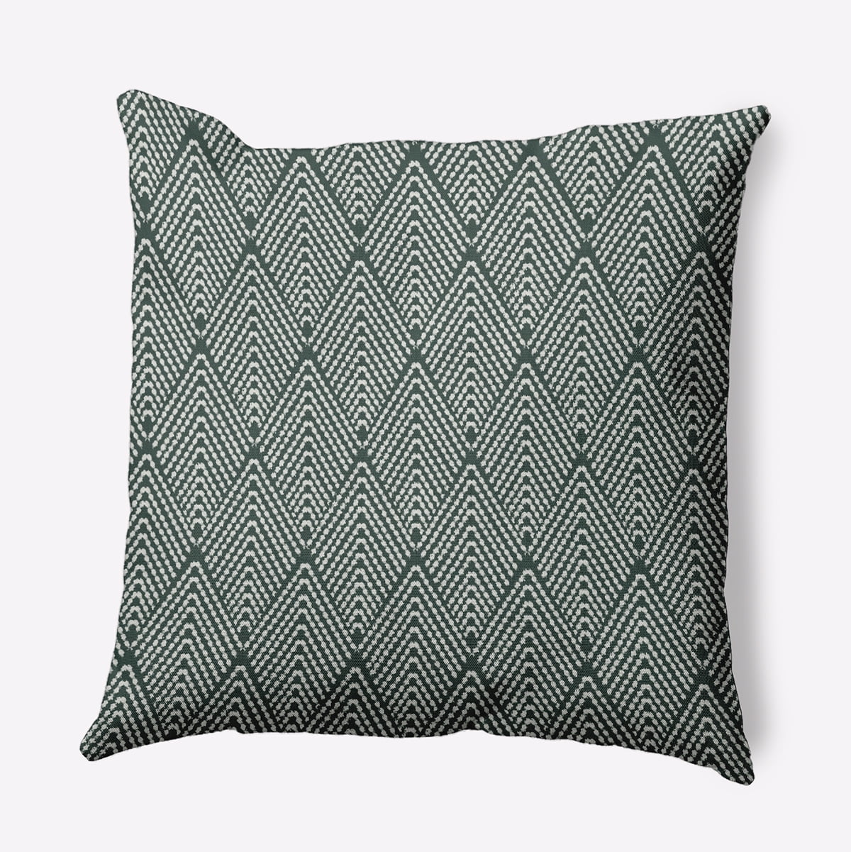 Green and White Geometric Print Outdoor Pillow, 16" x 16"
