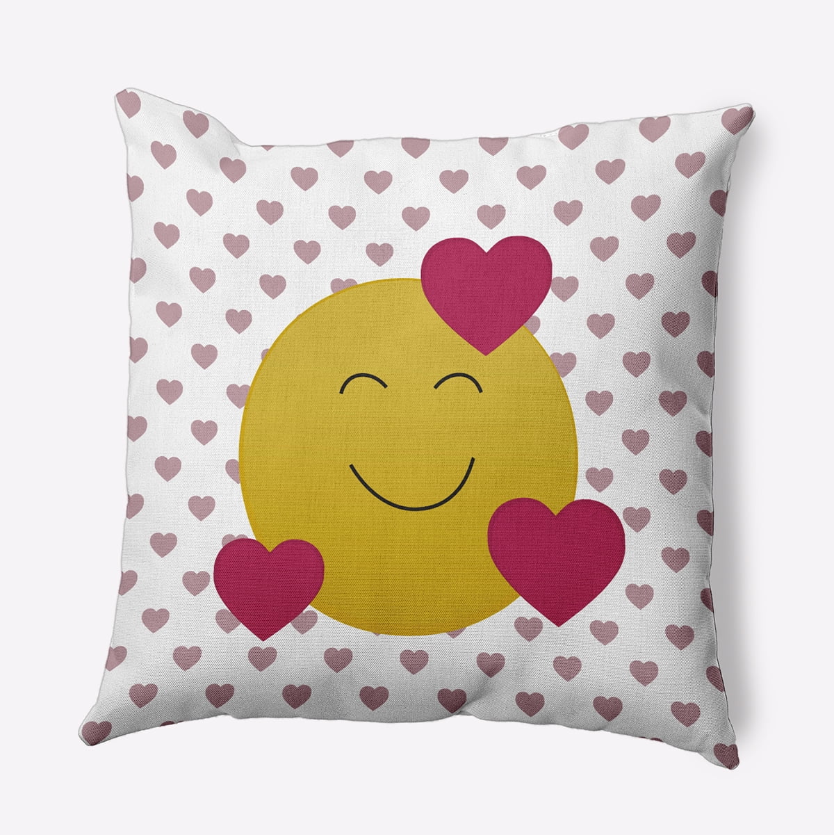 16" x 16" Simply Daisy Love Emoji Polyester Indoor/Outdoor Pillow, Romantic Purple Qty 1