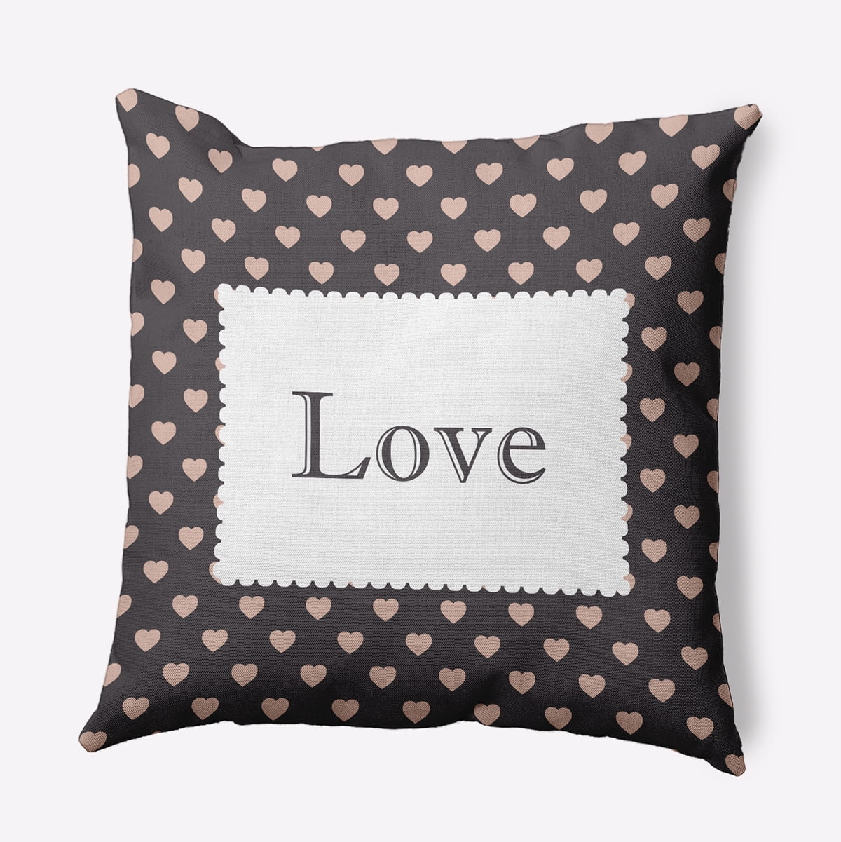 16" x 16" Simply Daisy Love Polyester Accent Pillow, Dark Gray Qty 1