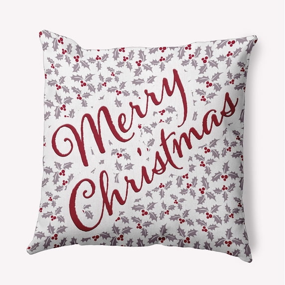 16" x 16" Simply Daisy Merry Christmas with Holly Polyester Accent Pillow, Light Purple Qty 1