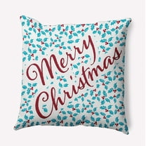 16" x 16" Simply Daisy Merry Christmas with Holly Polyester Indoor/Outdoor Pillow, Turquoise Qty 1