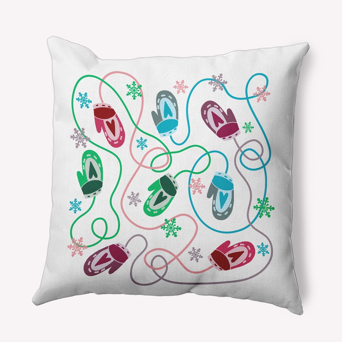 16" x 16" Simply Daisy Mittens Polyester Indoor/Outdoor Pillow, Bright Green Qty 1
