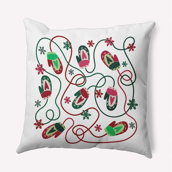 16" x 16" Simply Daisy Mittens Polyester Indoor/Outdoor Pillow, Forest Green Qty 1