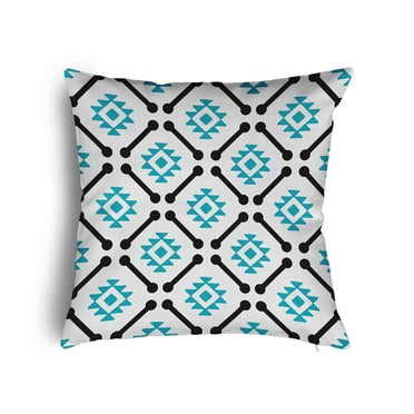 16" x 16" Simply Daisy Modern Tribal Pattern Poly Pillow with Zipper, Carribbean Turquoise Qty 1