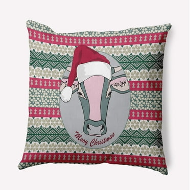 16" x 16" Simply Daisy Mooy Christmas Polyester Indoor/Outdoor Pillow, Cloud Grey Qty 1