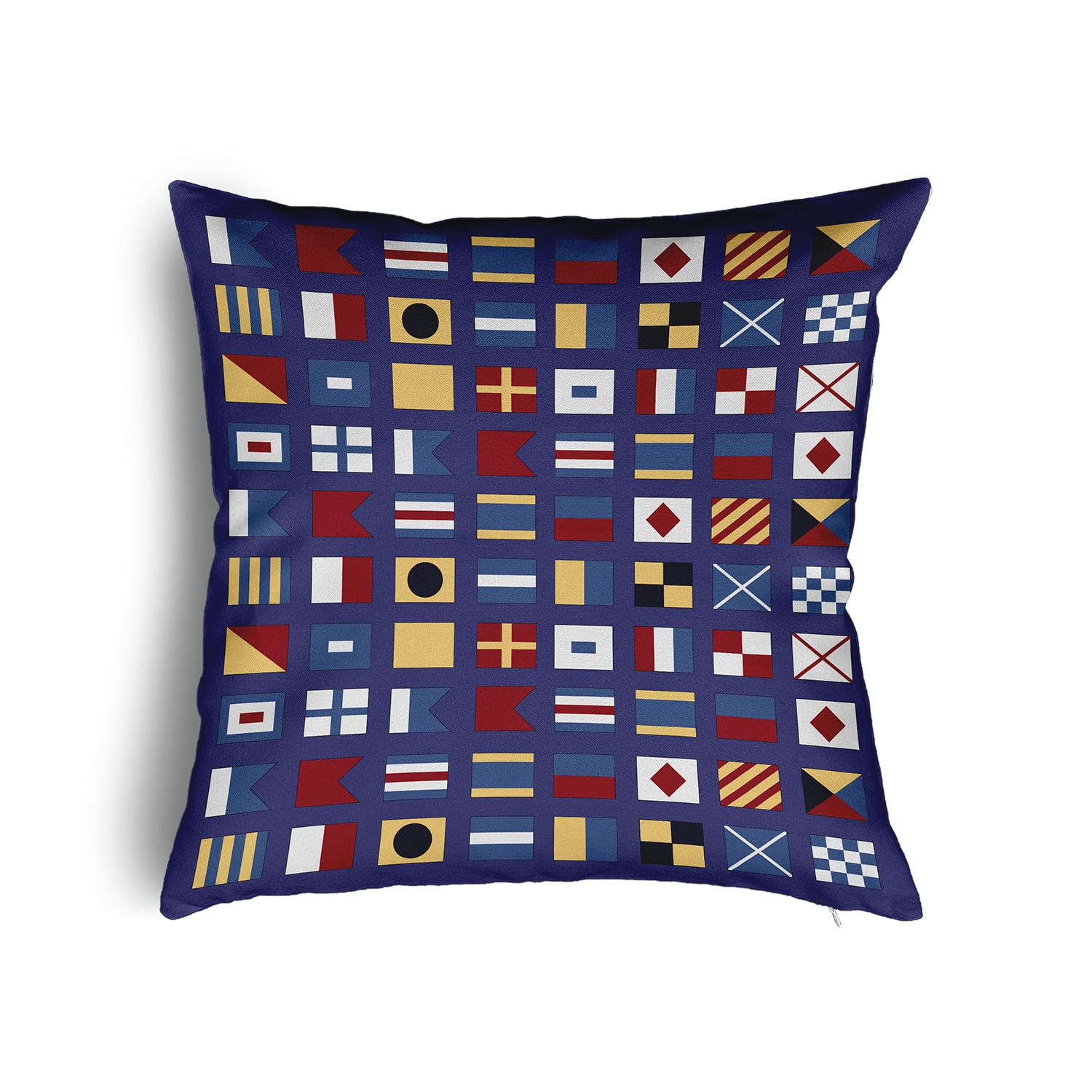 16" x 16" Simply Daisy Nautical Flags Poly Pillow with Zipper, Purplish Blue Qty 1