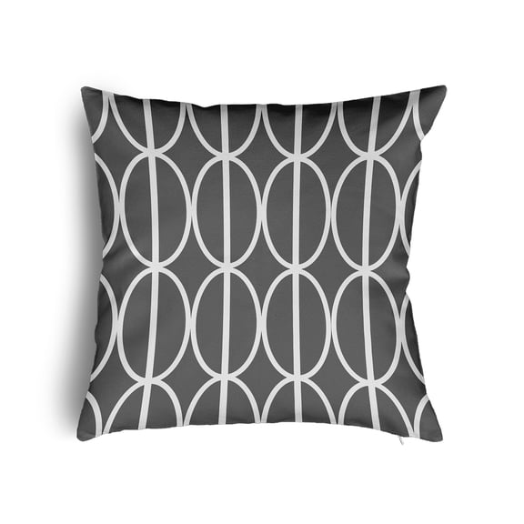 16" x 16" Simply Daisy Ovals Go 'Round Poly Pillow with Zipper, Steel Gray Qty 1