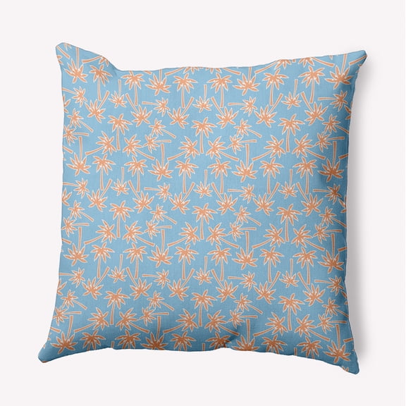 16" x 16" Simply Daisy Palm Tree Pattern Polyester Accent Pillow, Carolina Blue Qty 1
