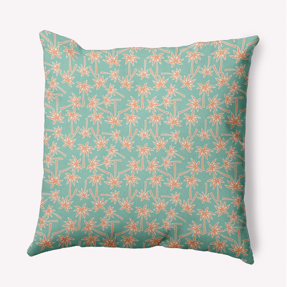 16" x 16" Simply Daisy Palm Tree Pattern Polyester Accent Pillow, Spring Green Qty 1