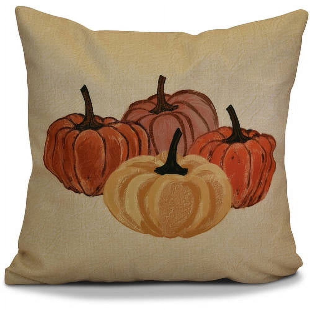 16" x 16" Simply Daisy Paper Mache Pumpkins Fall Polyester Accent Pillow, Yellow Qty 1