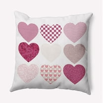 16" x 16" Simply Daisy Patterned Hearts Polyester Indoor/Outdoor Pillow, Pink Qty 1