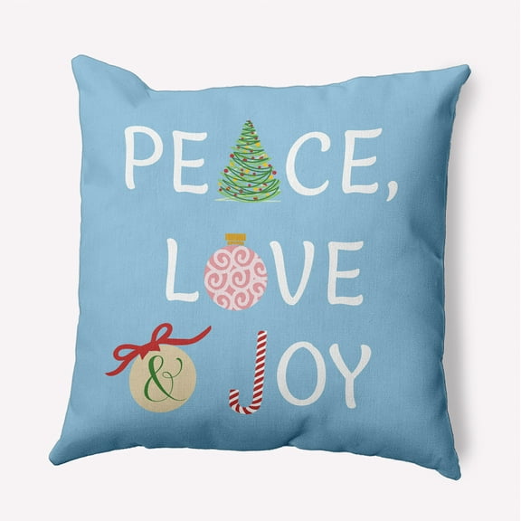 16" x 16" Simply Daisy Peace Love Joy Polyester Indoor/Outdoor Pillow, Carolina Qty 1