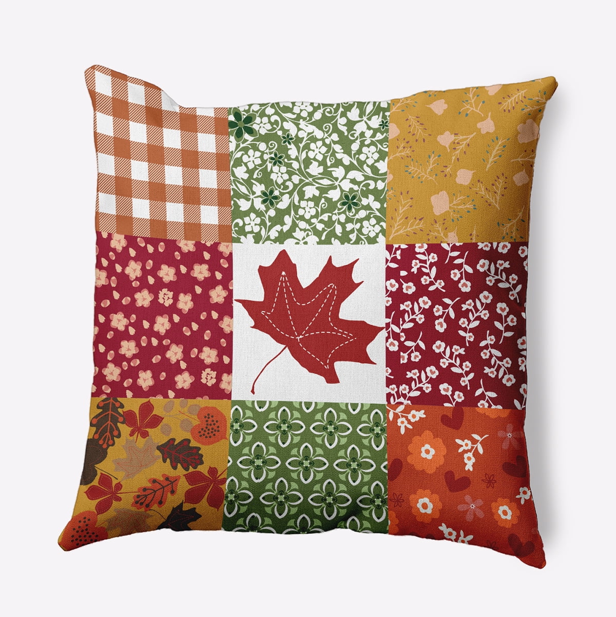 16" x 16" Simply Daisy Printed Quilt Leaves Polyester Accent Pillow, Dragon Qty 1