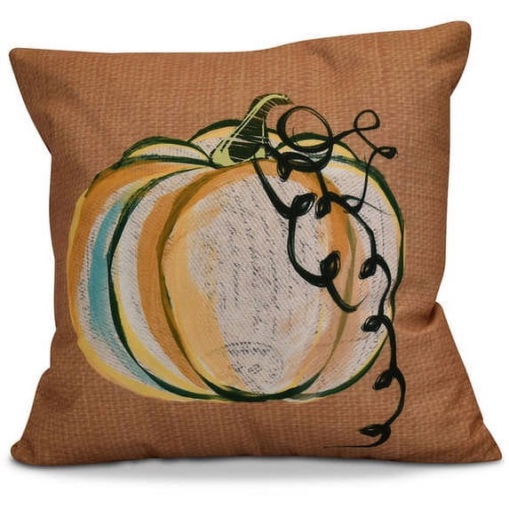 16" x 16" Simply Daisy Pumpkin Fest Fall Polyester Accent Pillow, Rust Qty 1