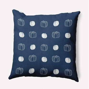16" x 16" Simply Daisy Pumpkin Pattern Polyester Indoor/Outdoor Pillow, Navy Qty 1