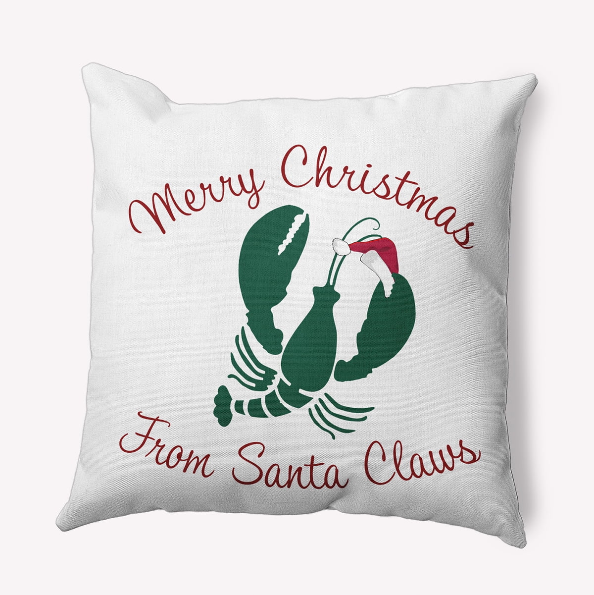 16" x 16" Simply Daisy Santa Claws Lobster Polyester Accent Pillow, Forest Green Qty 1