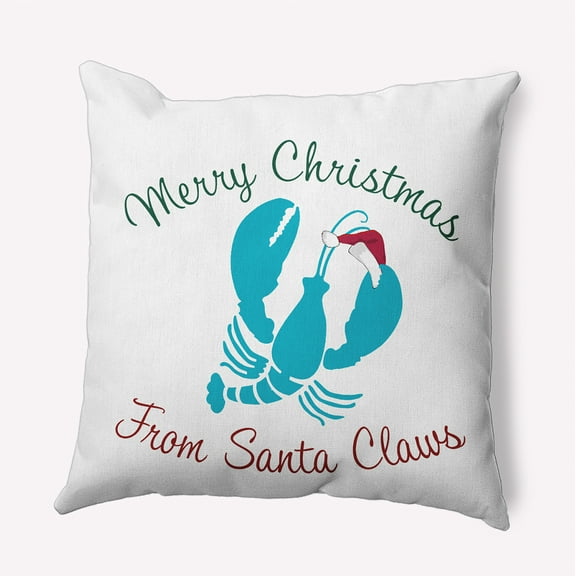16" x 16" Simply Daisy Santa Claws Lobster Polyester Indoor/Outdoor Pillow, Turquoise Qty 1