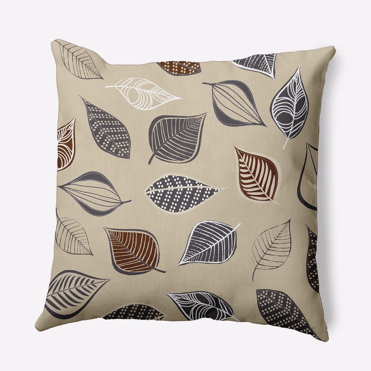 16" x 16" Simply Daisy Scattered Leaves Polyester Accent Pillow, Creme Brulee Qty 1