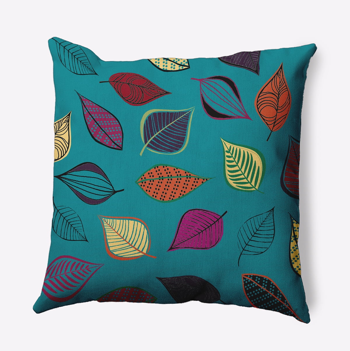 16" x 16" Simply Daisy Scattered Leaves Polyester Accent Pillow, Lake Blue Qty 1