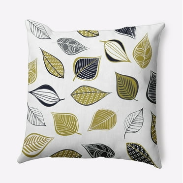16" x 16" Simply Daisy Scattered Leaves Polyester Accent Pillow, Muted Gold Qty 1