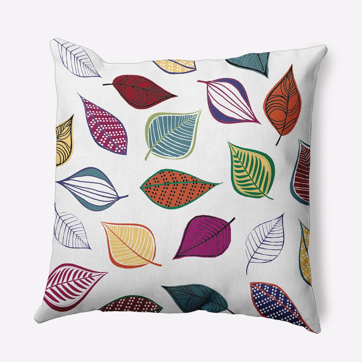 16" x 16" Simply Daisy Scattered Leaves Polyester Accent Pillow, White Qty 1