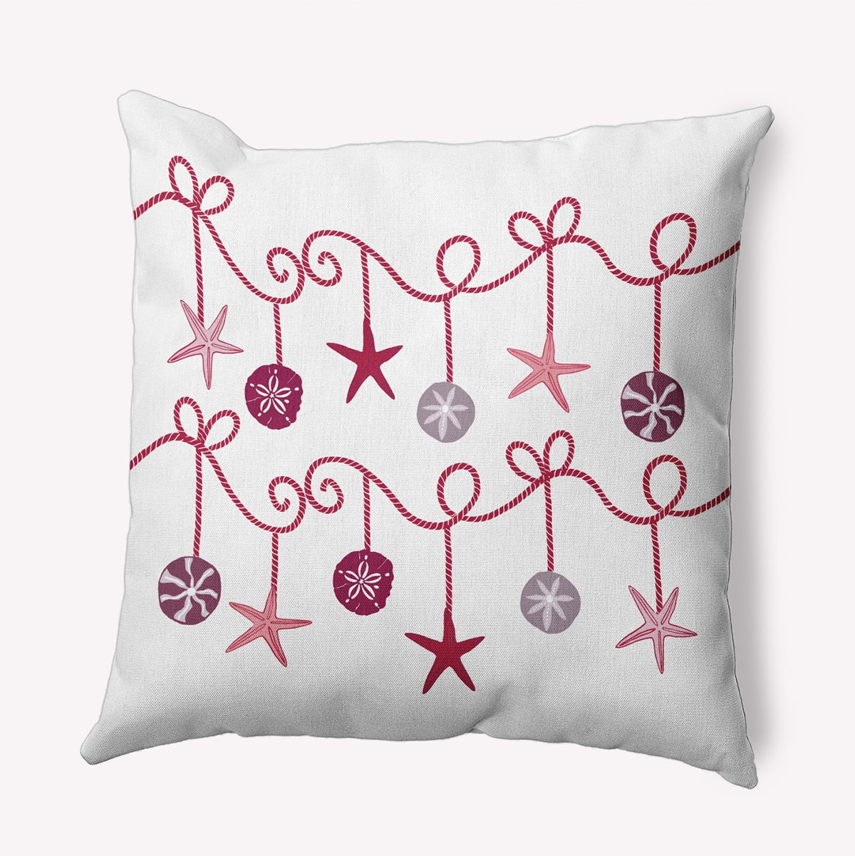 16" x 16" Simply Daisy Sea Ornaments Polyester Accent Pillow, Christmas Pink Qty 1