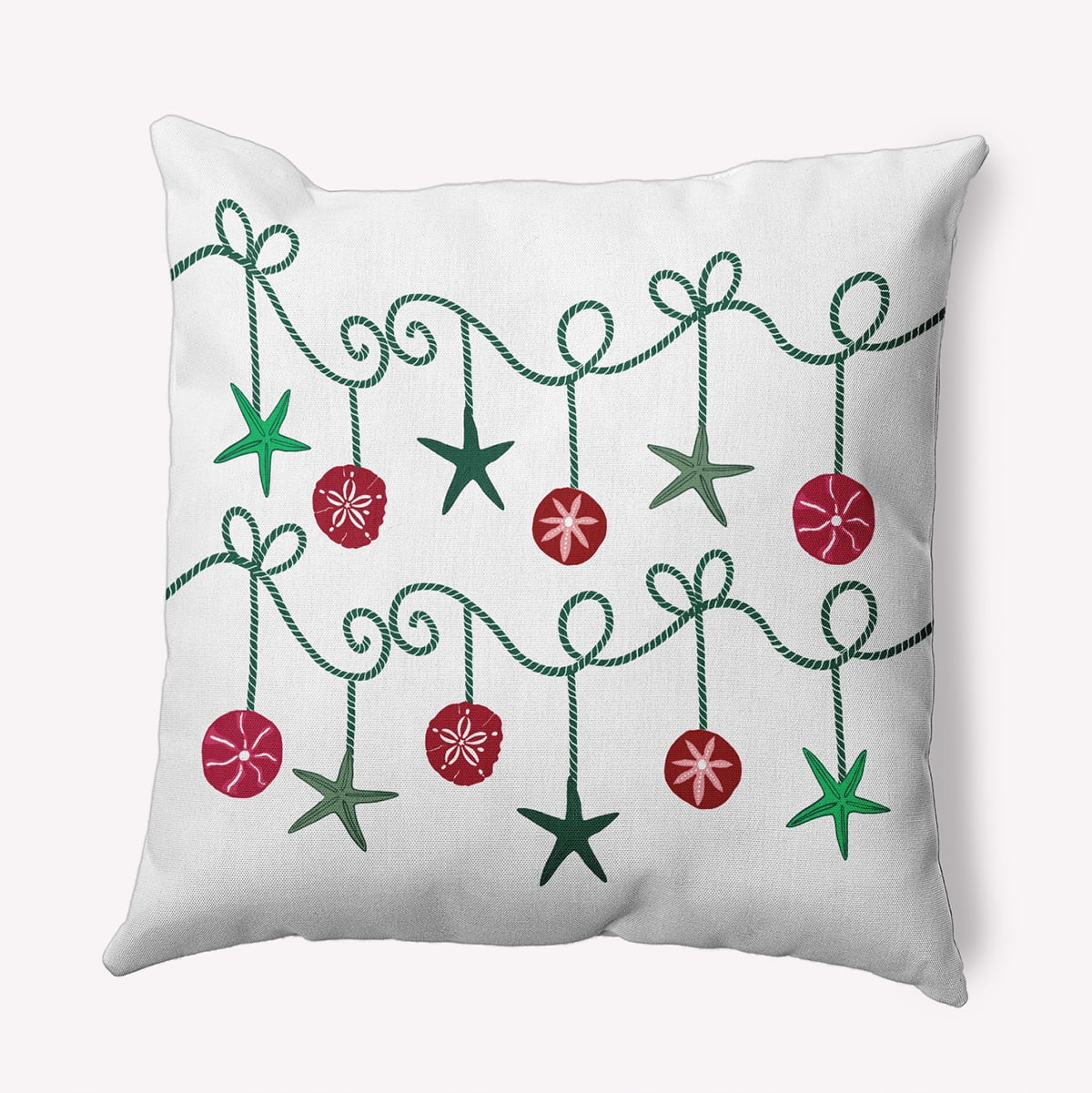 16" x 16" Simply Daisy Sea Ornaments Polyester Indoor/Outdoor Pillow, Forest Green Qty 1