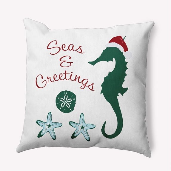 16" x 16" Simply Daisy Seas and Greetings Polyester Accent Pillow, Forest Green Qty 1