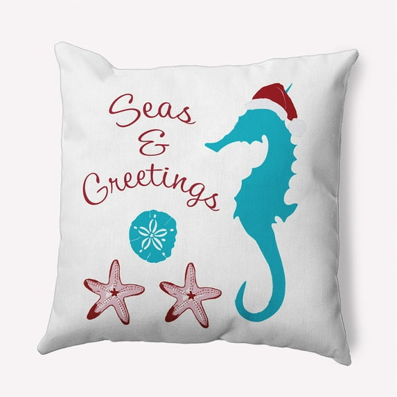 16" x 16" Simply Daisy Seas and Greetings Polyester Accent Pillow, Turquoise Qty 1