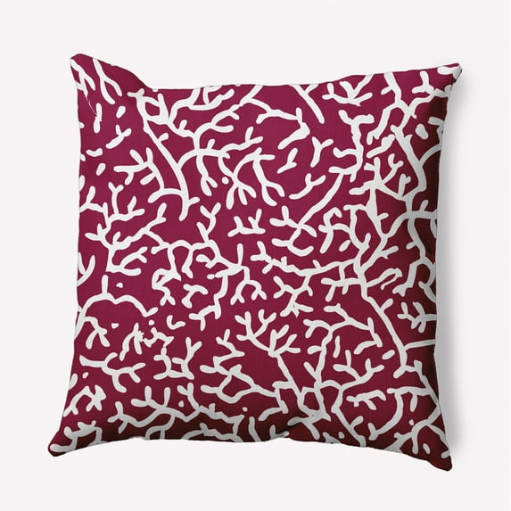 16" x 16" Simply Daisy Seaweed Indoor/Outdoor Pillow, Maroon Red Qty 1