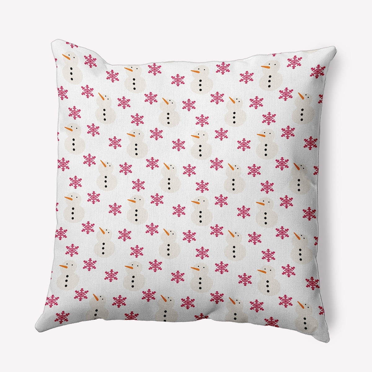 16" x 16" Simply Daisy Snow Men In Snowstorm Polyester Accent Pillow, Holiday Pink Qty 1