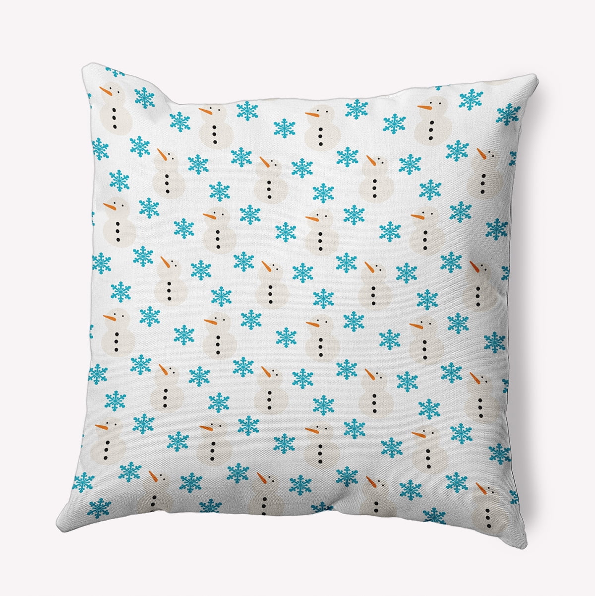 16" x 16" Simply Daisy Snow Men In Snowstorm Polyester Accent Pillow, Turquoise Qty 1