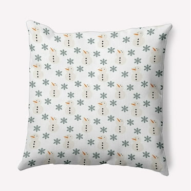 16" x 16" Simply Daisy Snow Men In Snowstorm Polyester Indoor/Outdoor Pillow, Blustone Green Qty 1
