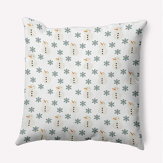 16" x 16" Simply Daisy Snow Men In Snowstorm Polyester Indoor/Outdoor Pillow, Blustone Green Qty 1
