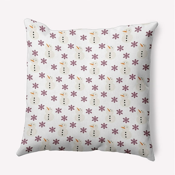 16" x 16" Simply Daisy Snow Men In Snowstorm Polyester Indoor/Outdoor Pillow, Passion Flower Qty 1