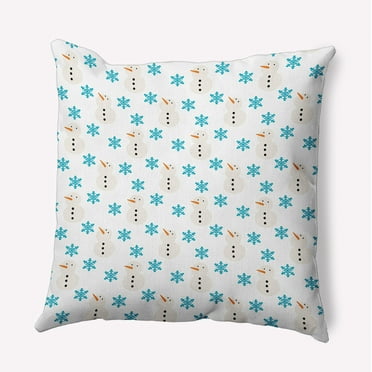 16" x 16" Simply Daisy Snow Men In Snowstorm Polyester Indoor/Outdoor Pillow, Turquoise Qty 1