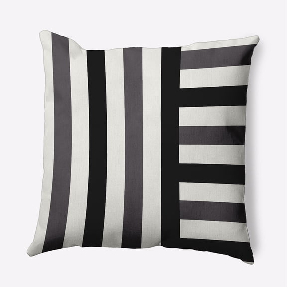 16" x 16" Simply Daisy Stripes Polyester Accent Pillow, Dark Gray Qty 1