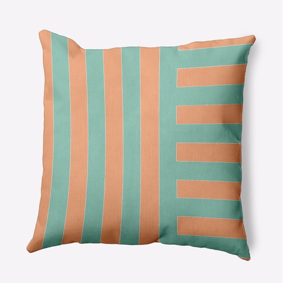 16" x 16" Simply Daisy Stripes Polyester Indoor/Outdoor Pillow, Orange Qty 1