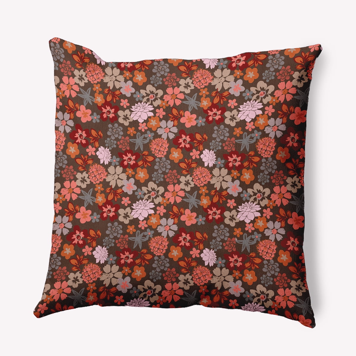 16" x 16" Simply Daisy Succulent Garden Polyester Indoor/Outdoor Pillow, Brown Qty 1