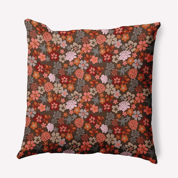 16" x 16" Simply Daisy Succulent Garden Polyester Indoor/Outdoor Pillow, Brown Qty 1