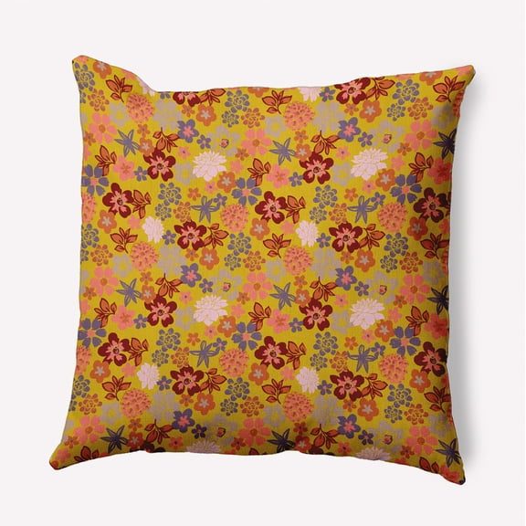 16" x 16" Simply Daisy Succulent Garden Polyester Indoor/Outdoor Pillow, Mustard Qty 1